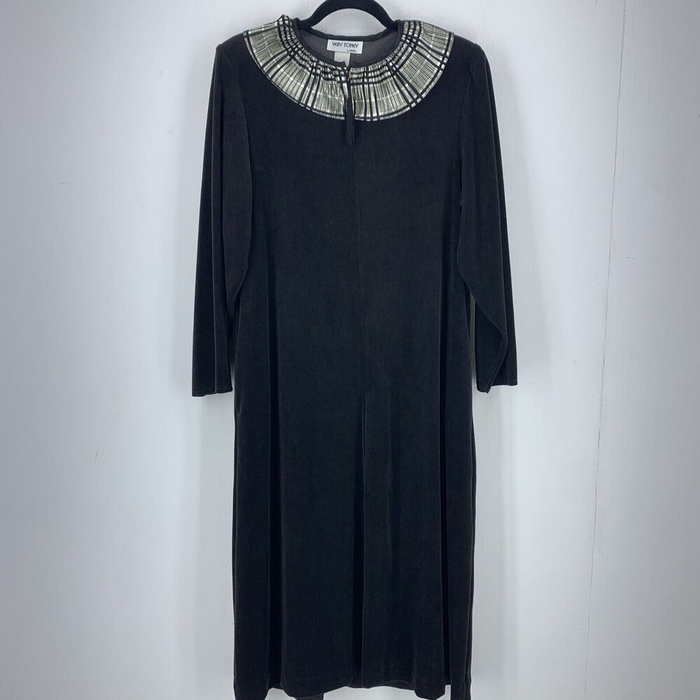 Vtg‎ Very Toney Swirl Robe Glam Regency Oversized Black Velour Warm Comfort